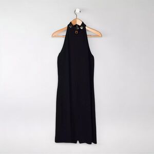 Vintage 90s St. John Black Santana Knit Halter Midi Dress Size 6